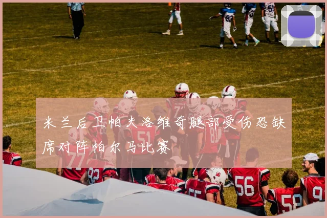 米兰后卫帕夫洛维奇腿部受伤恐缺席对阵帕尔马比赛